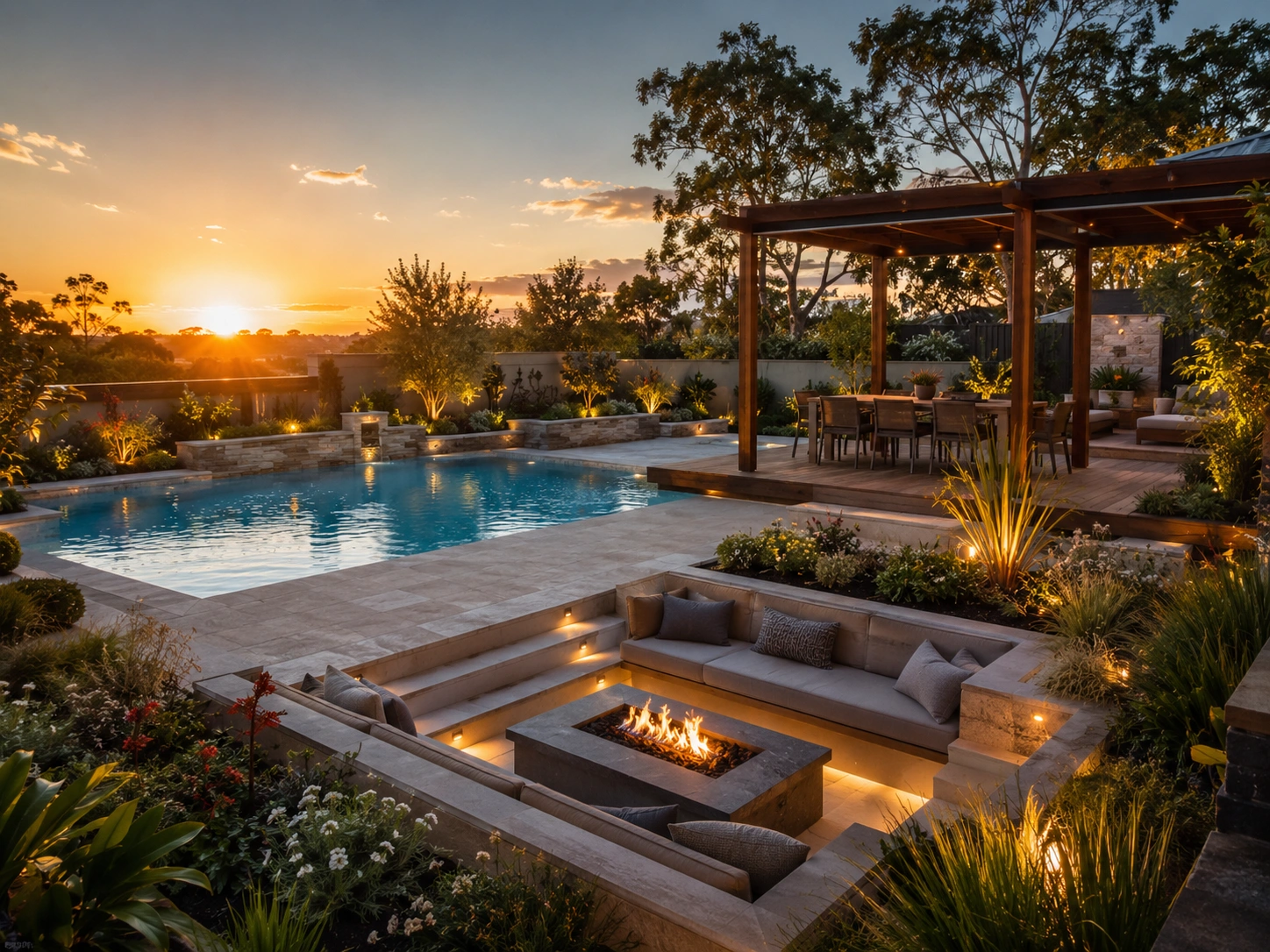 How to Combine Pools, Fire Features, and Landscaping Into One Cohesive Space